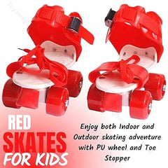 Red - Adjustable Inline Roller Skates for Kids Girls Age 4–12 (Size 5–12 UK)