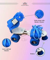 Blue - Adjustable Inline Roller Skates for Kids Girls Age 4–12 (Size 5–12 UK)