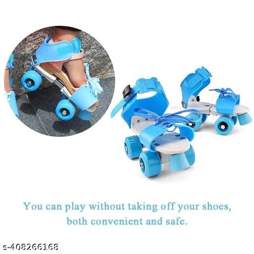 Blue - Adjustable Inline Roller Skates for Kids Girls Age 4–12 (Size 5–12 UK)