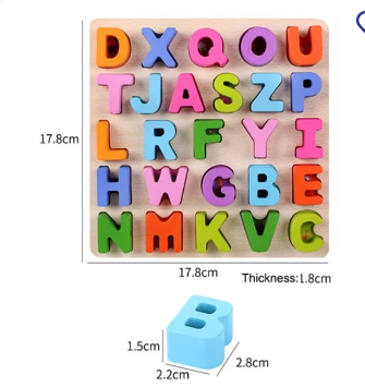 Alphabet ABCD Wooden Puzzles Lacing Beads Game Education Children Toy