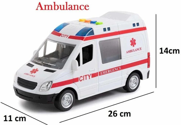 Ambulance Toy Car Big - Friction Powered Wheels Heavy Duty Plastic Rescue Vehicle