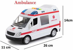 Ambulance Toy Car Big - Friction Powered Wheels Heavy Duty Plastic Rescue Vehicle