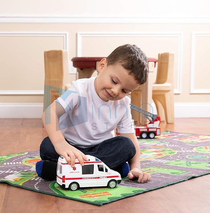 108 Ambulance Toy Car Small - Friction Powered Wheels Heavy Duty Plastic Rescue Vehicle