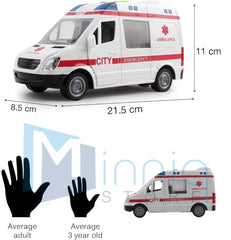 Ambulance Toy Car Big - Friction Powered Wheels Heavy Duty Plastic Rescue Vehicle