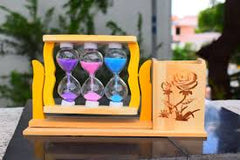 Ancient 3 Clock Pen stand - Pack of 1