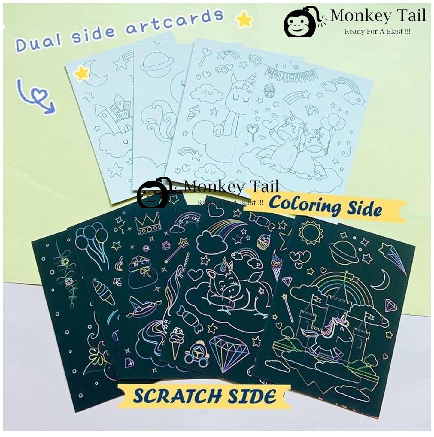 DIY Magic Dual Scratch Paper Art Colouring Book- 1 Book