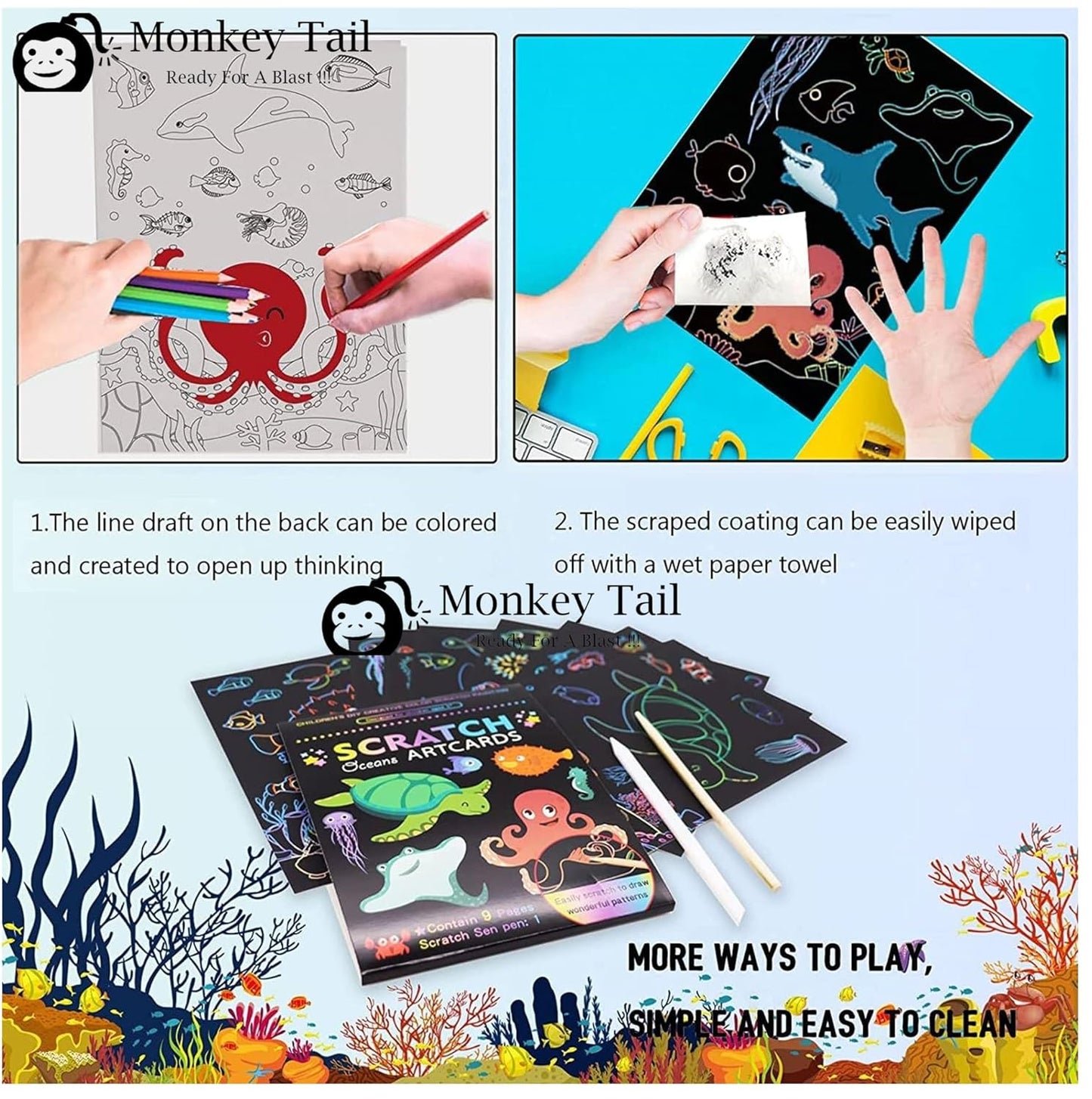 DIY Magic Dual Scratch Paper Art Colouring Book- 1 Book
