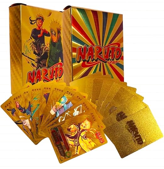 Anime Unique Card Desk Pack, Official Anime CCG Collectable Playing Foil Cards, Anime Merchandise Gift, Pack of 55 (Golden)