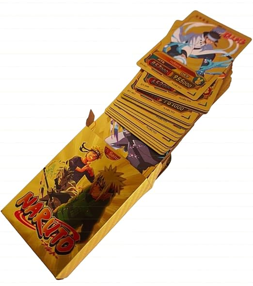Anime Unique Card Desk Pack, Official Anime CCG Collectable Playing Foil Cards, Anime Merchandise Gift, Pack of 55 (Golden)