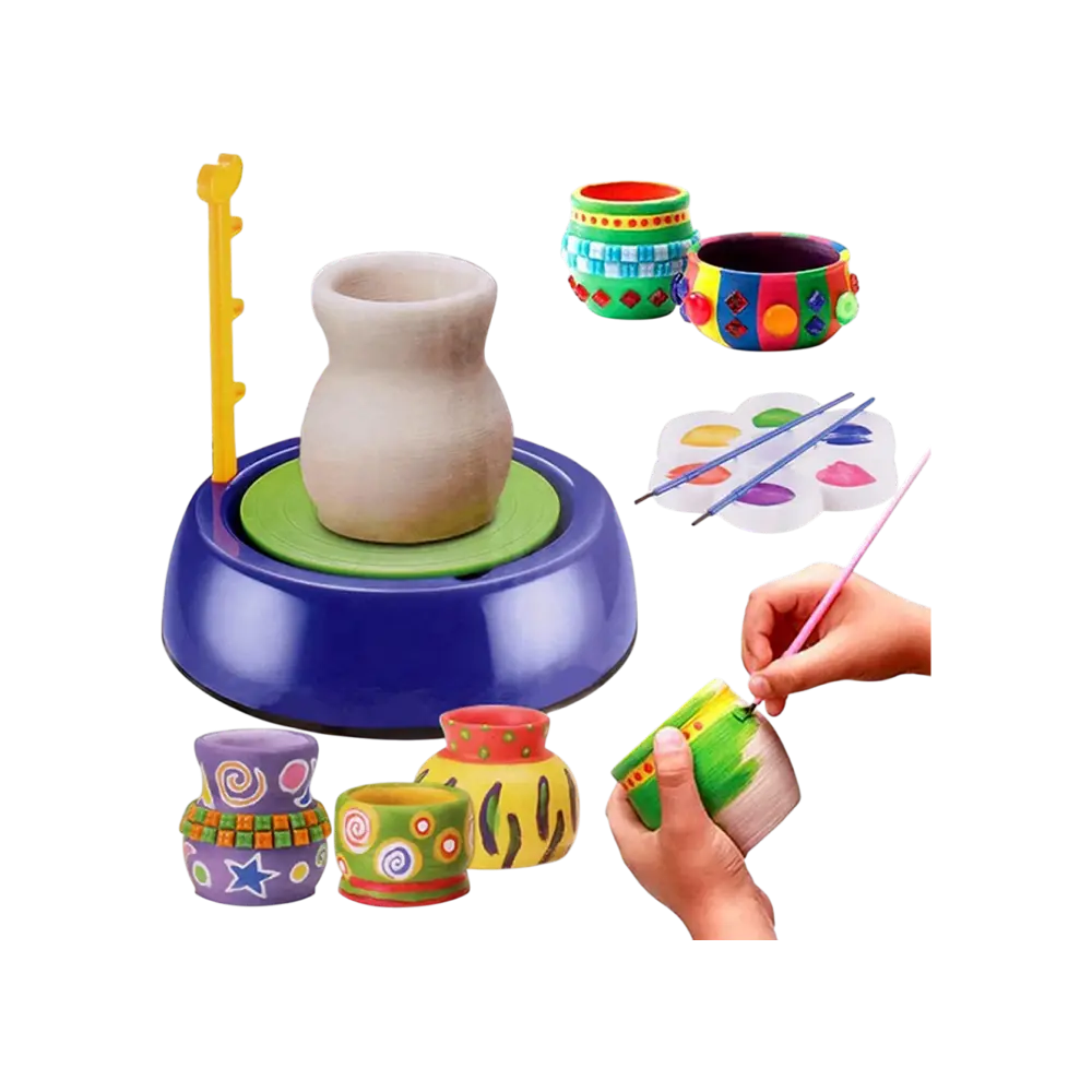 Art Pottery Wheel Set for Kids With Clay | Multi-Color Pottery Game