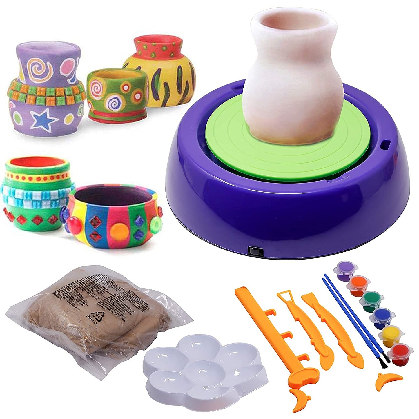 Art Pottery Wheel Set for Kids With Clay | Multi-Color Pottery Game