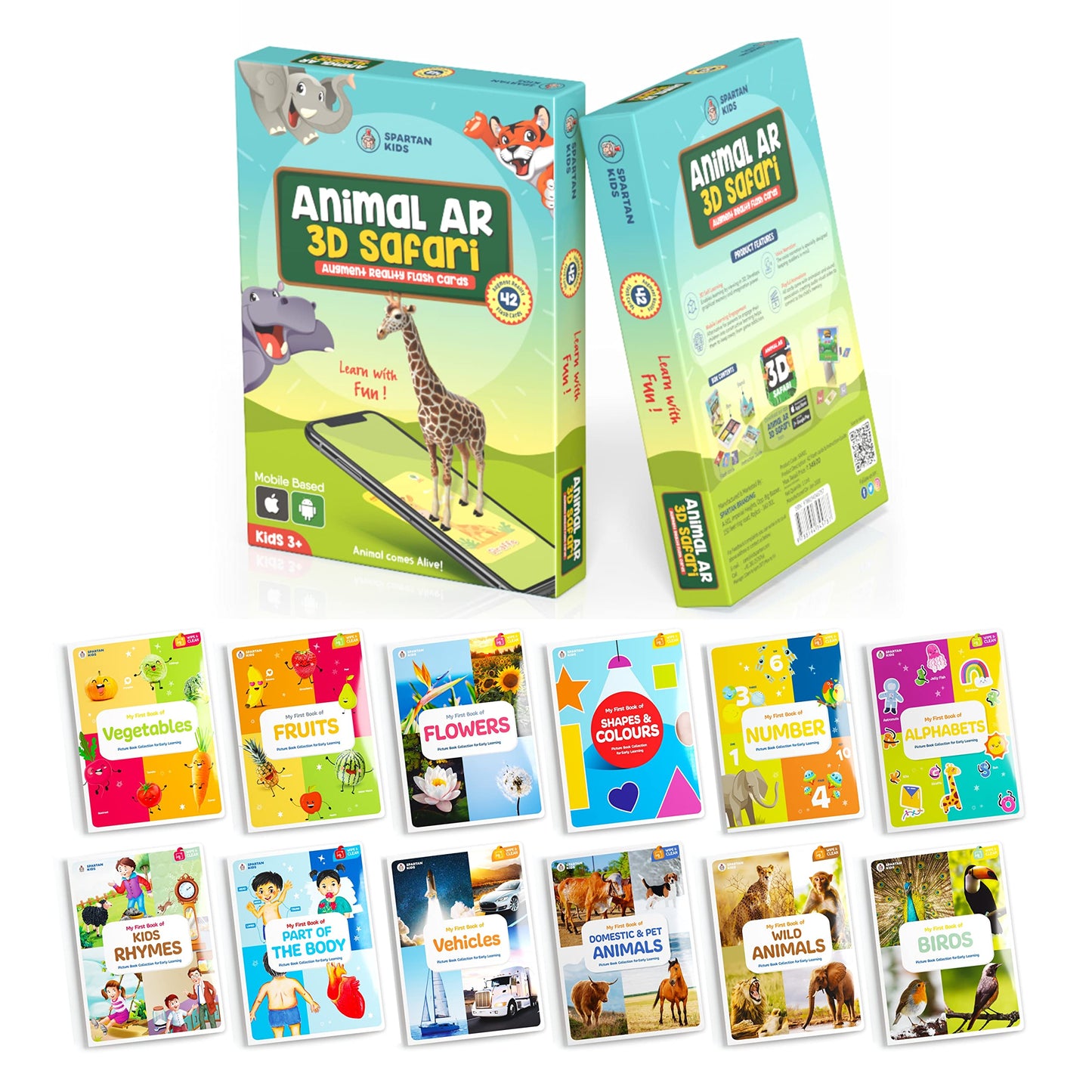 3D Safari Augmented Reality Based Kids 42 Animal Flash Cards - For Both Apple & Android Users