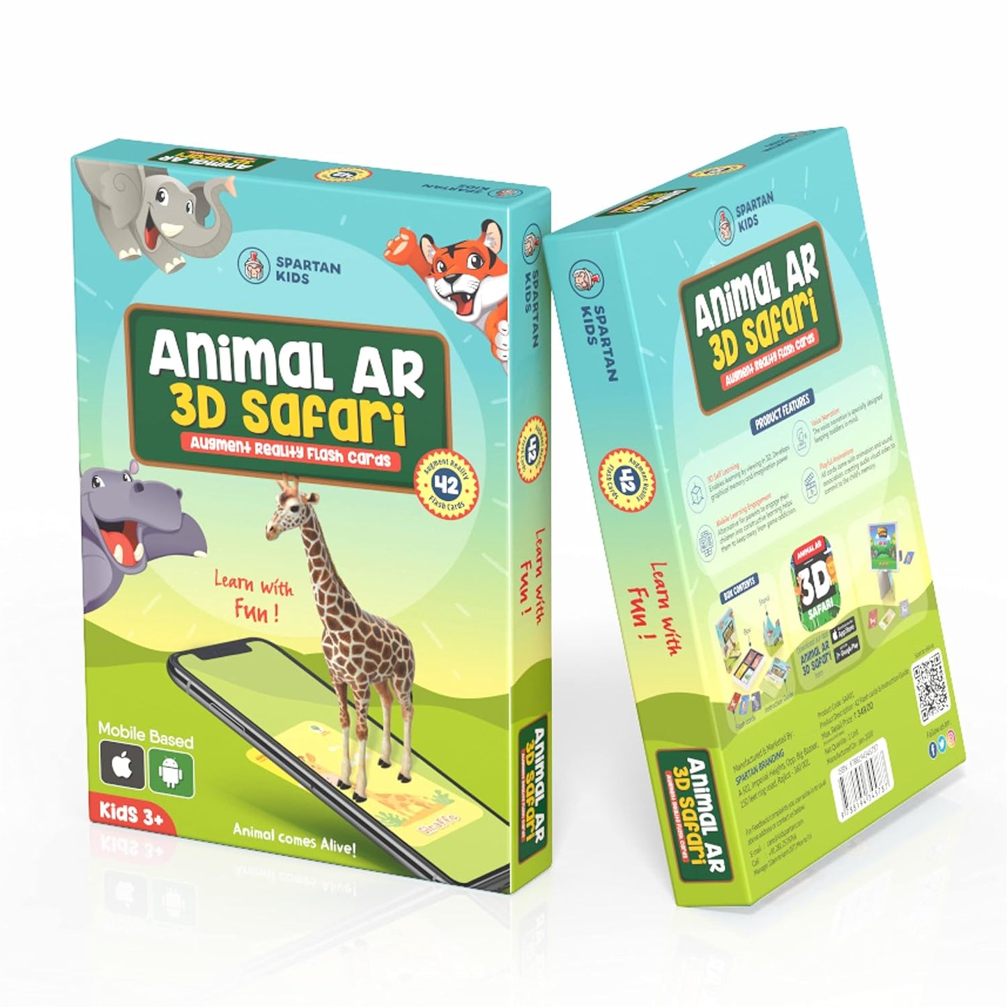 3D Safari Augmented Reality Based Kids 42 Animal Flash Cards - For Both Apple & Android Users