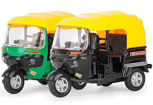 Auto Rickshaw Toy with Pull Back Action - Any 1 Piece