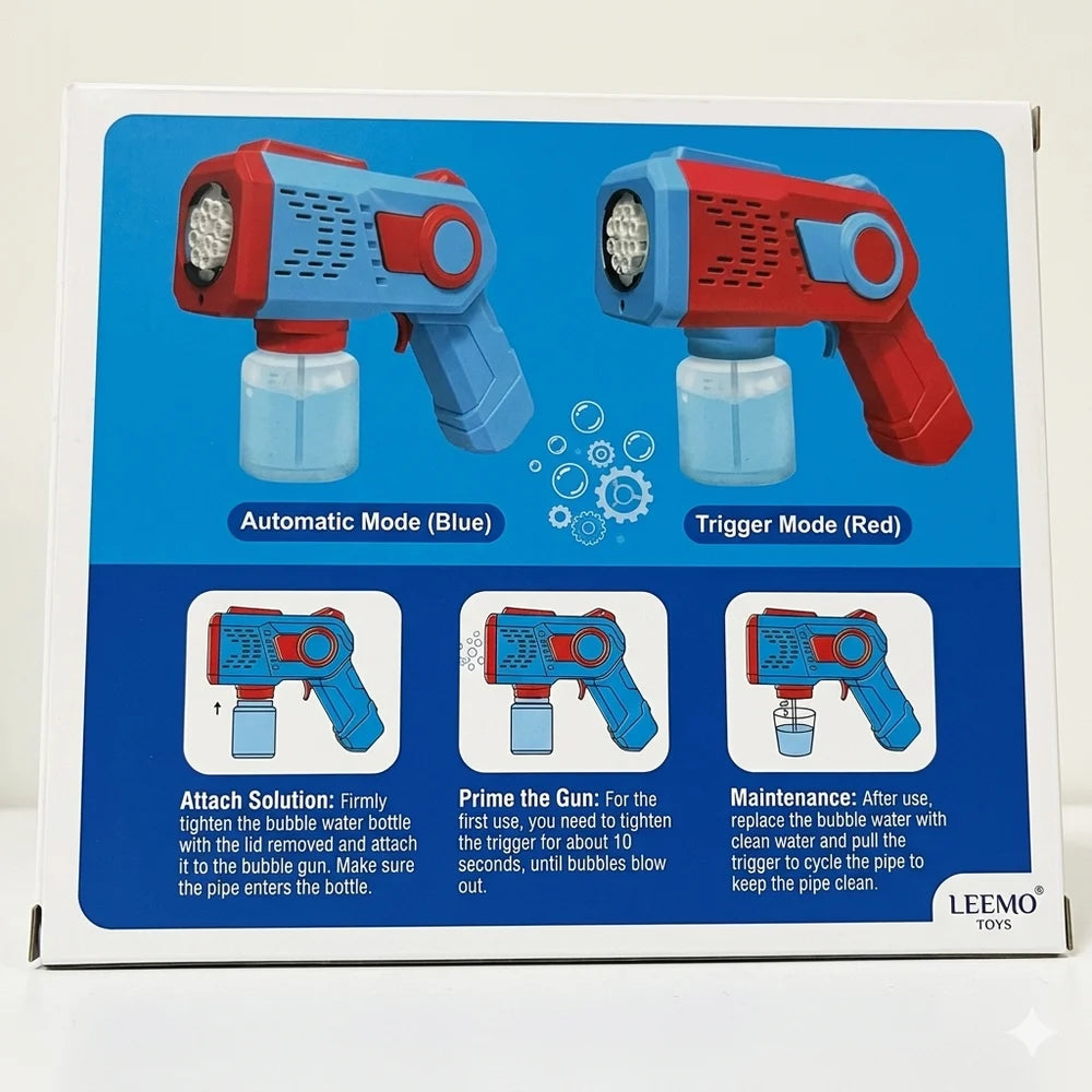 Automatic Bubble Gun - Rechargeable Battery Operated - Leakproof Design for Kids