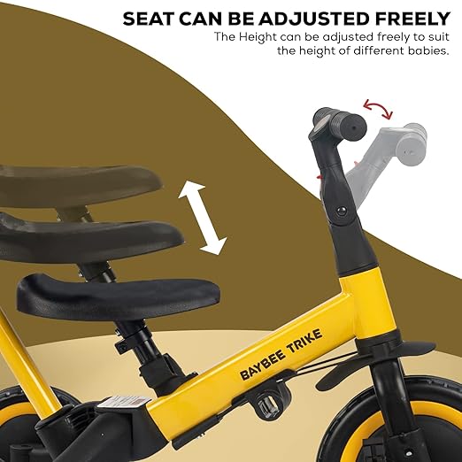 BLACK 5 in 1 Kids Cycle Tricycle, Baby Tricycle with Eva Wheels, Parental Adjustable Push Handle, Seat, Pedal & Safety Belt 1-4 YEAR