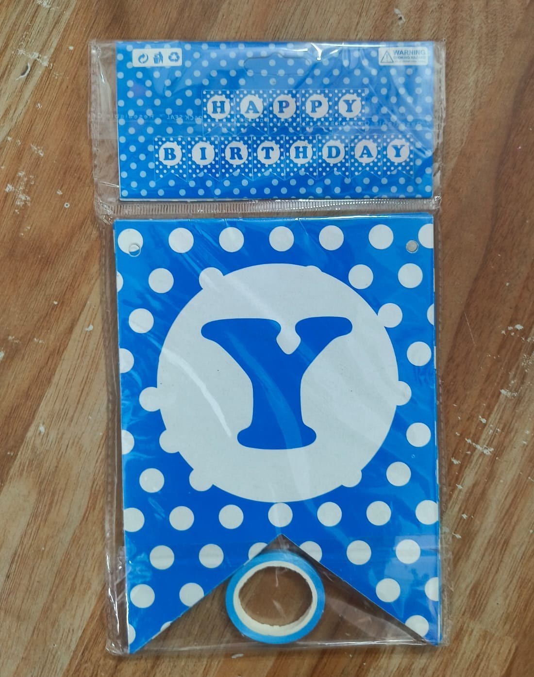 BLUE Happy Birthday Decoration Banner