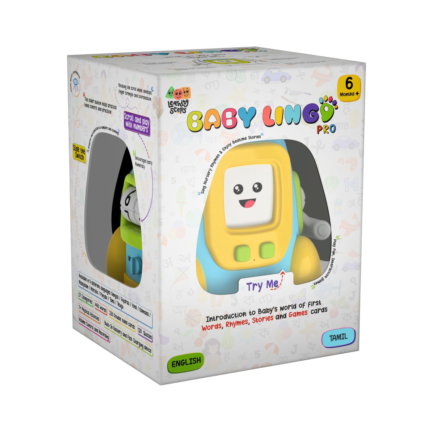 Baby Lingo Pro, Montessori Games, Multilingual Toy, Screen-Free Quiz Games, Vocabulary Building Flash Card, Interactive Educational Toy for 1 to 5 Year Old Kids. English - Tamil