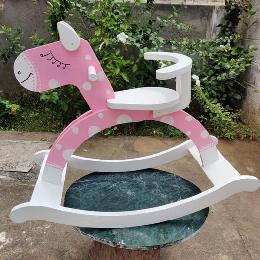 Baby Polka Rocking Horse with Back support - Pink -Read Description