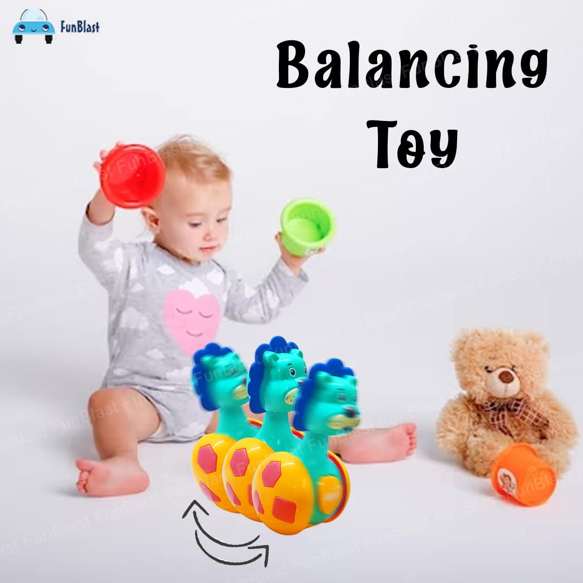 Baby Rattle Tumbler Doll, Baby Toy Sweet Bell Music Roly-Poly Dancing Toy for Babies - Random Animal 1 Piece