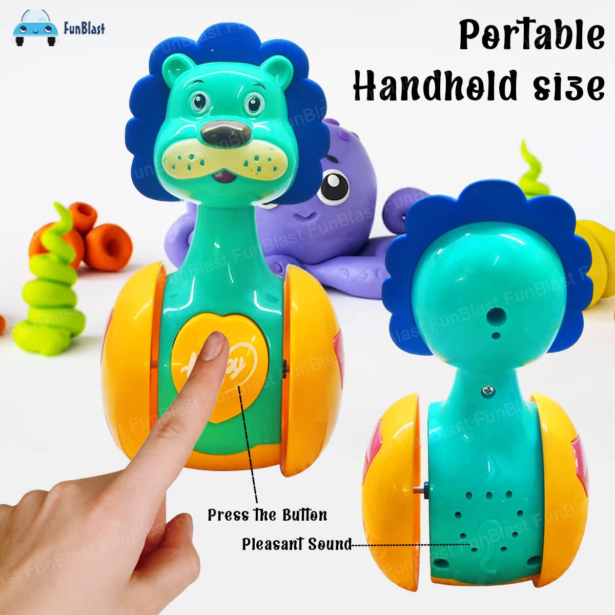 Baby Rattle Tumbler Doll, Baby Toy Sweet Bell Music Roly-Poly Dancing Toy for Babies - Random Animal 1 Piece