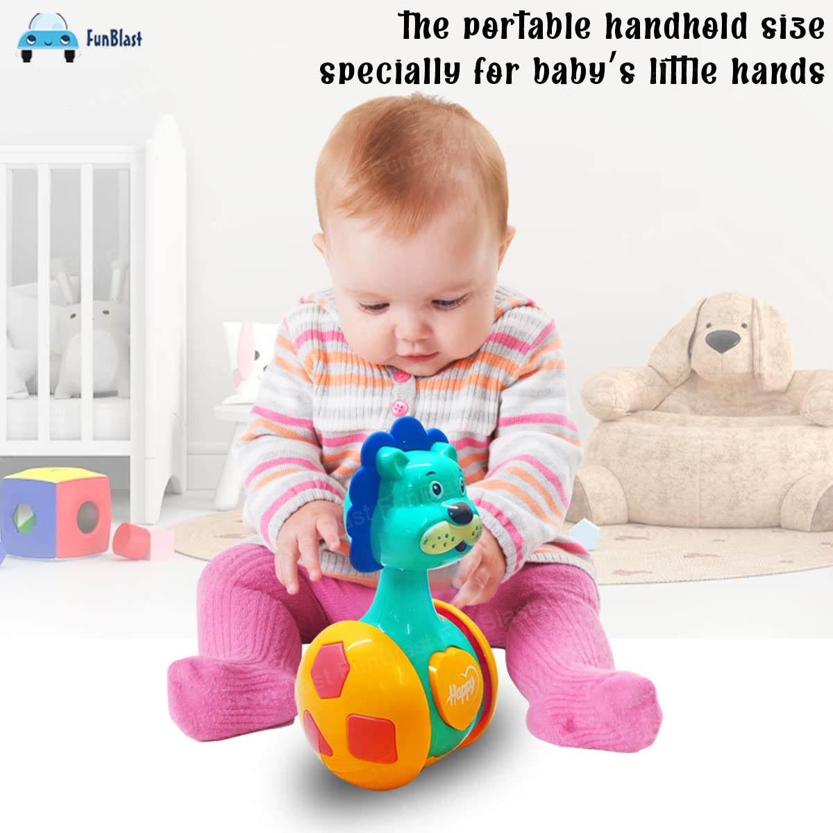 Baby Rattle Tumbler Doll, Baby Toy Sweet Bell Music Roly-Poly Dancing Toy for Babies - Random Animal 1 Piece