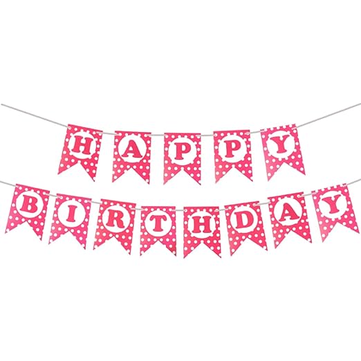 PINK Happy Birthday Decoration Banner