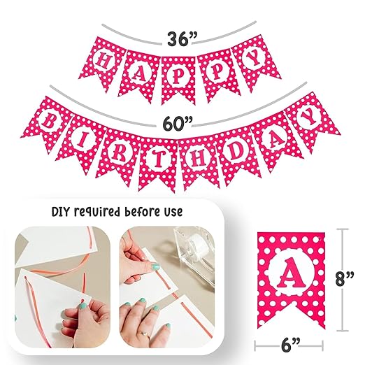 PINK Happy Birthday Decoration Banner