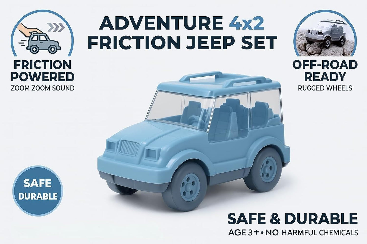 Big-Thar jeep Toy SUV Car for Kids Friction Powered Vehicle Toy Durable Plastic Jeep Model