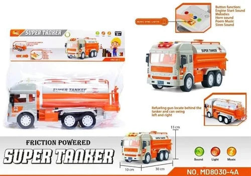 Big Size Power Tanker Toy Truck Friction Power with Sound and music