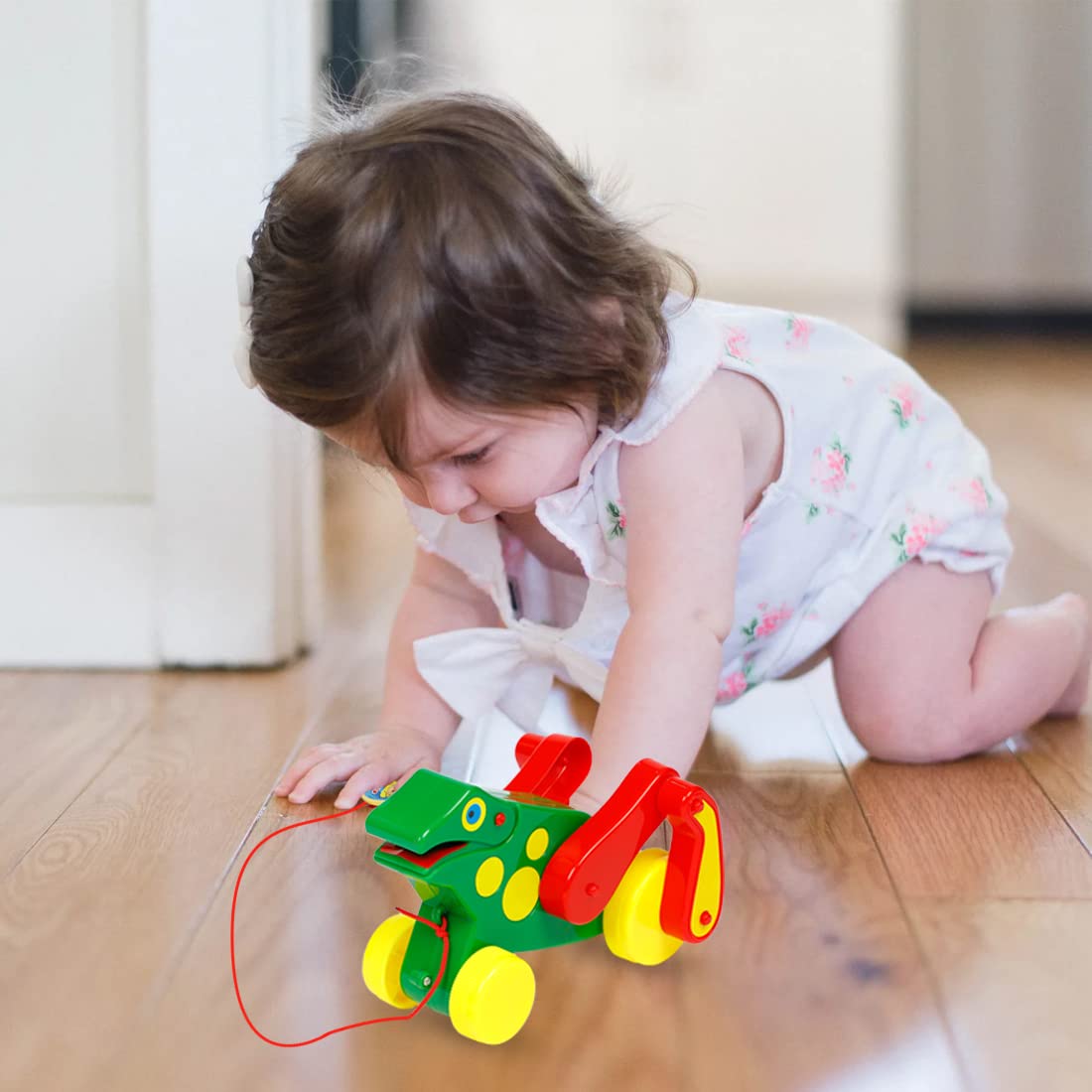 Big Prince Frog Toy with Crick Crack Sound for 1 Year Old Pull Along Toys