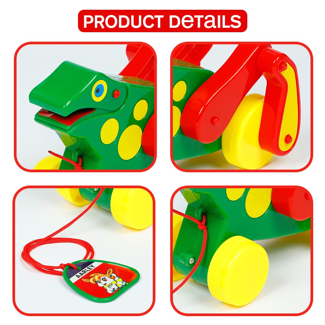 Big Prince Frog Toy with Crick Crack Sound for 1 Year Old Pull Along Toys