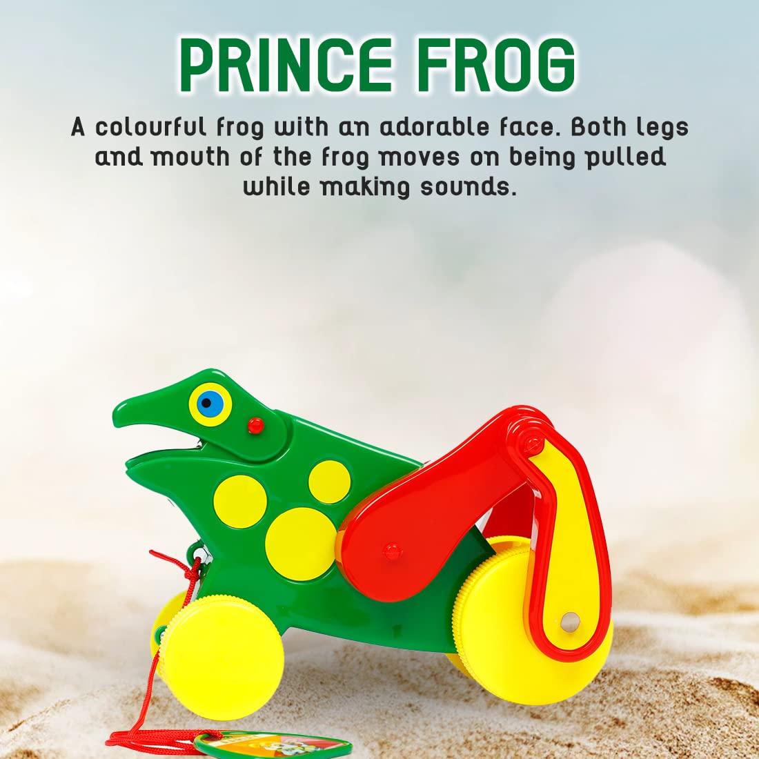 Big Prince Frog Toy with Crick Crack Sound for 1 Year Old Pull Along Toys