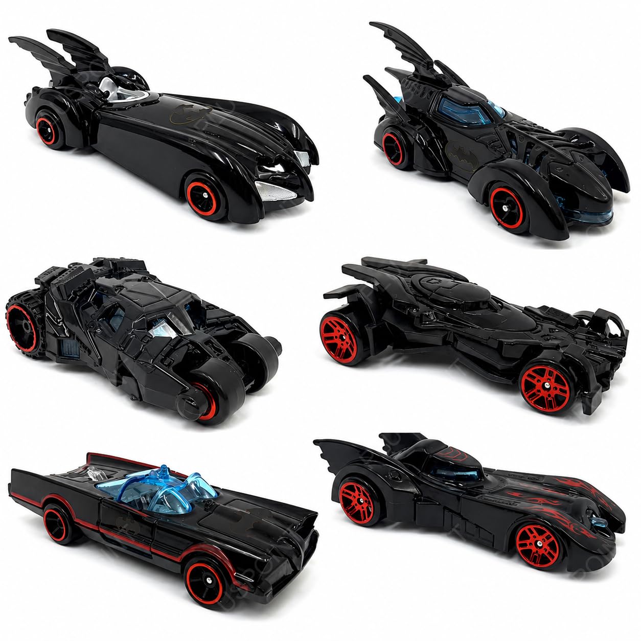 Black Super Hero Metal Cars Set Push N Go 6 Pc Vehicles
