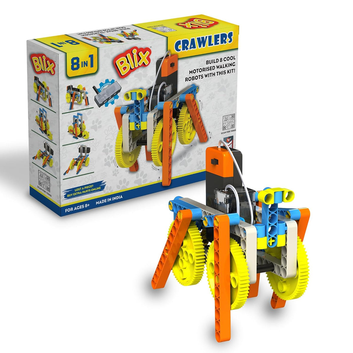 Blix 8in 1 Crawlers-Stem Toy, For 8+ Year Child, Educational Diy Building Set, Construction Toys