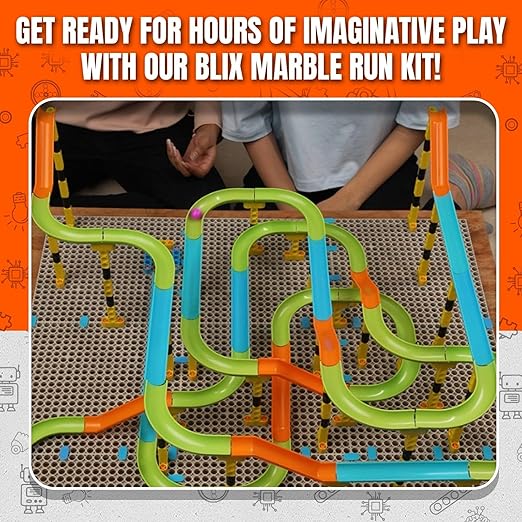 Blix Marble Run - 1, 118 Piece Construction Set, Design and Build Your Own Tracks, Marble Run Toys for Kids