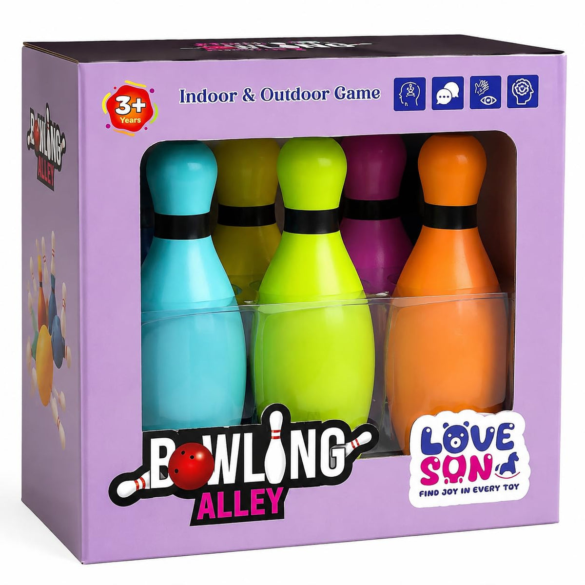 Bowling Alley Set for Kids, 6 Pins and 2 Ball