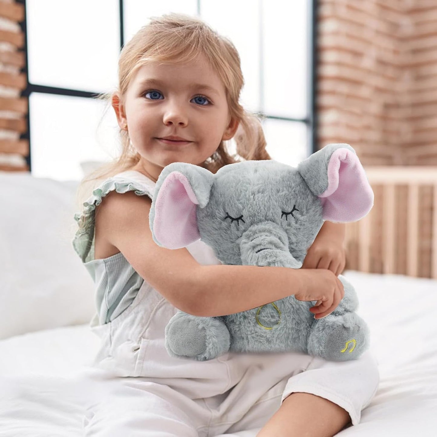Breathing Elephant, Breathing Stuffed Animal, Rhythmic Breathing Motion with Music Lights, Breathig Elephant