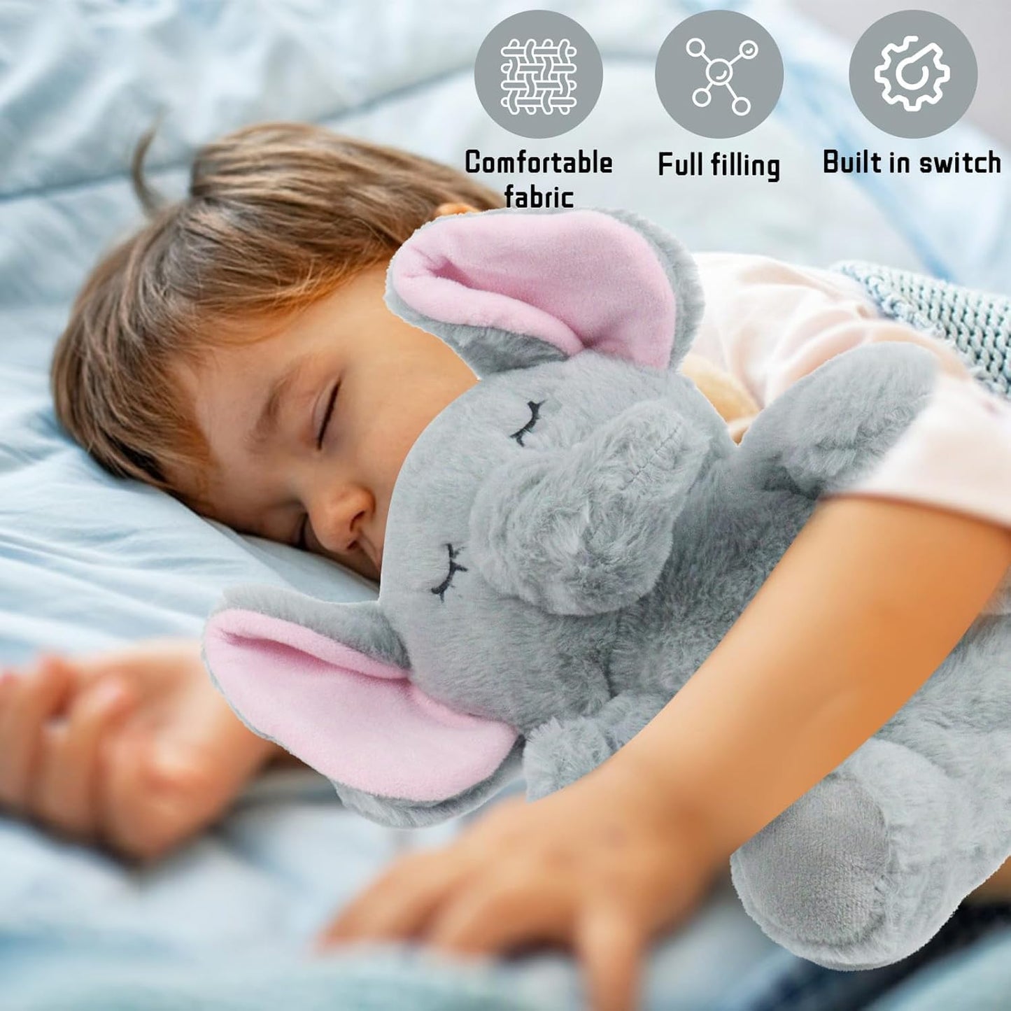 Breathing Elephant, Breathing Stuffed Animal, Rhythmic Breathing Motion with Music Lights, Breathig Elephant