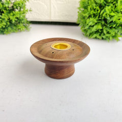 Brown Wooden Brass Agarbathi Bathi With Sambrani Stand