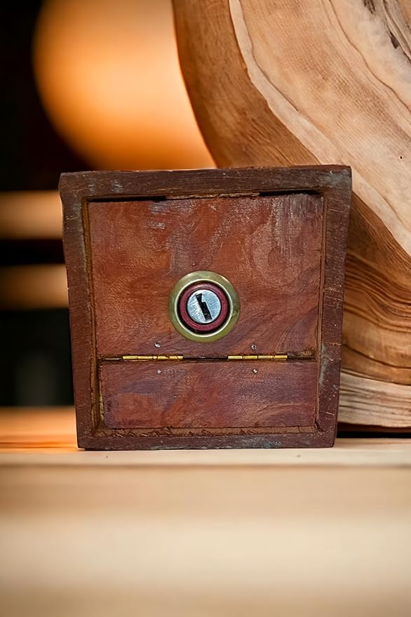 Brown wooden Acrylic Money bank with lock & key - Big 6*4 inches