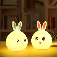 Bunny Rabbit Night Light Lamp - Rechargeable Silicone LED Lamp Color Changing