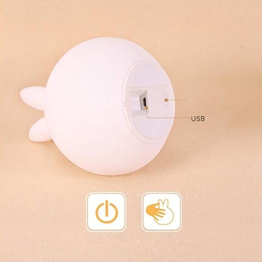 Bunny Rabbit Night Light Lamp - Rechargeable Silicone LED Lamp Color Changing