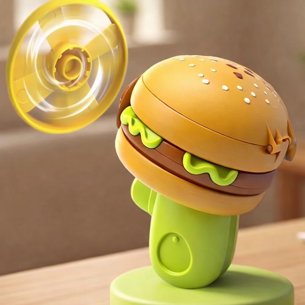 Burger Flyer Disc Launcher Toy for Kids 2 in 1 Action Fidget Toy Hamburger Shape Flying Disc Shooter