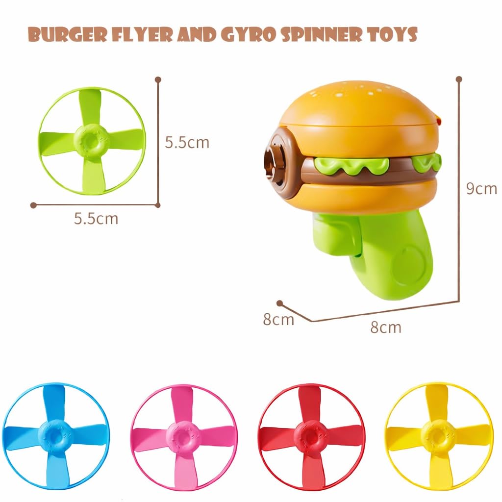 Burger Flyer Disc Launcher Toy for Kids 2 in 1 Action Fidget Toy Hamburger Shape Flying Disc Shooter