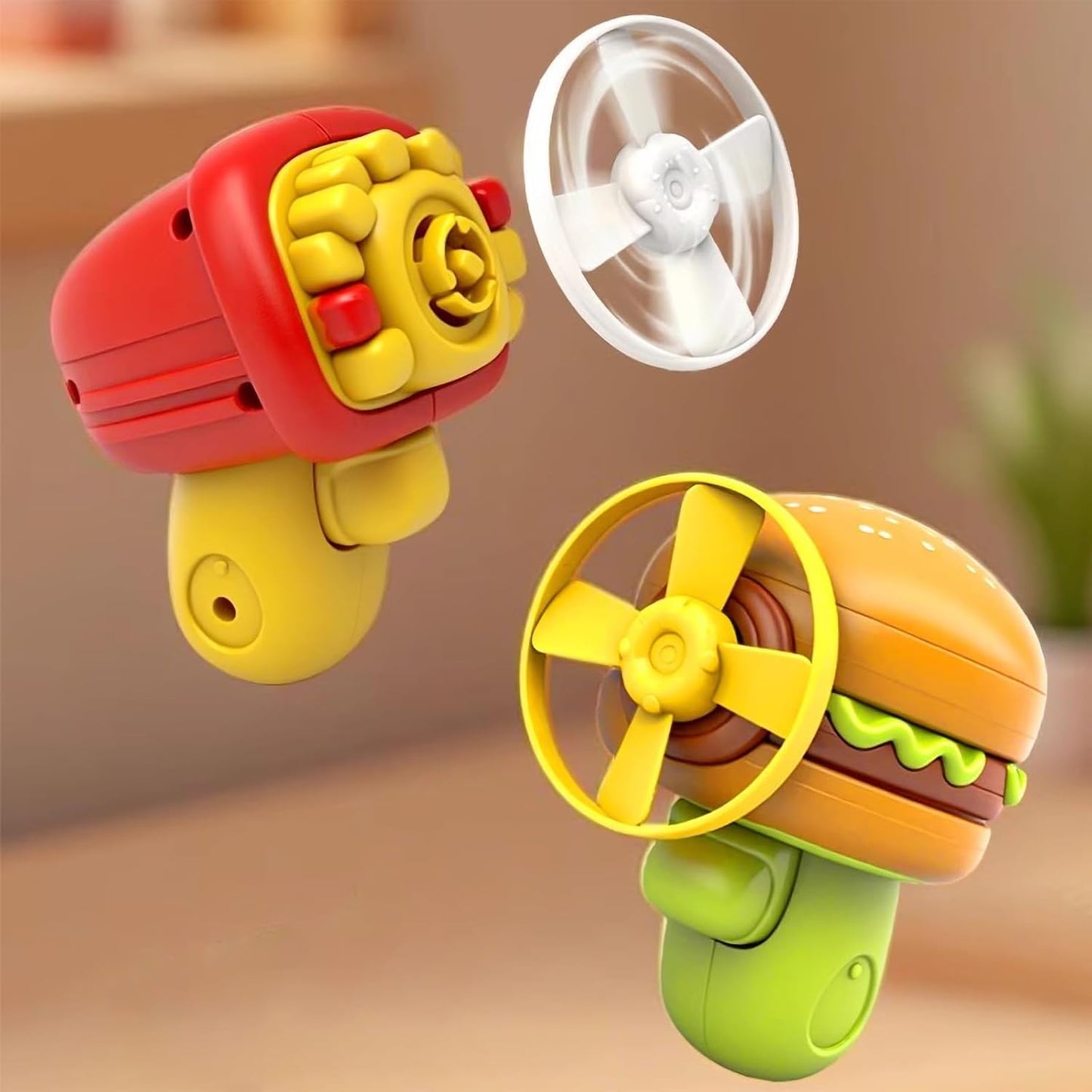 Burger Flyer Disc Launcher Toy for Kids 2 in 1 Action Fidget Toy Hamburger Shape Flying Disc Shooter