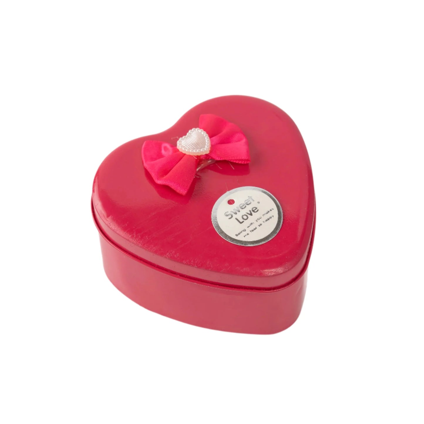 Small Heart Metal Tin Box - Red