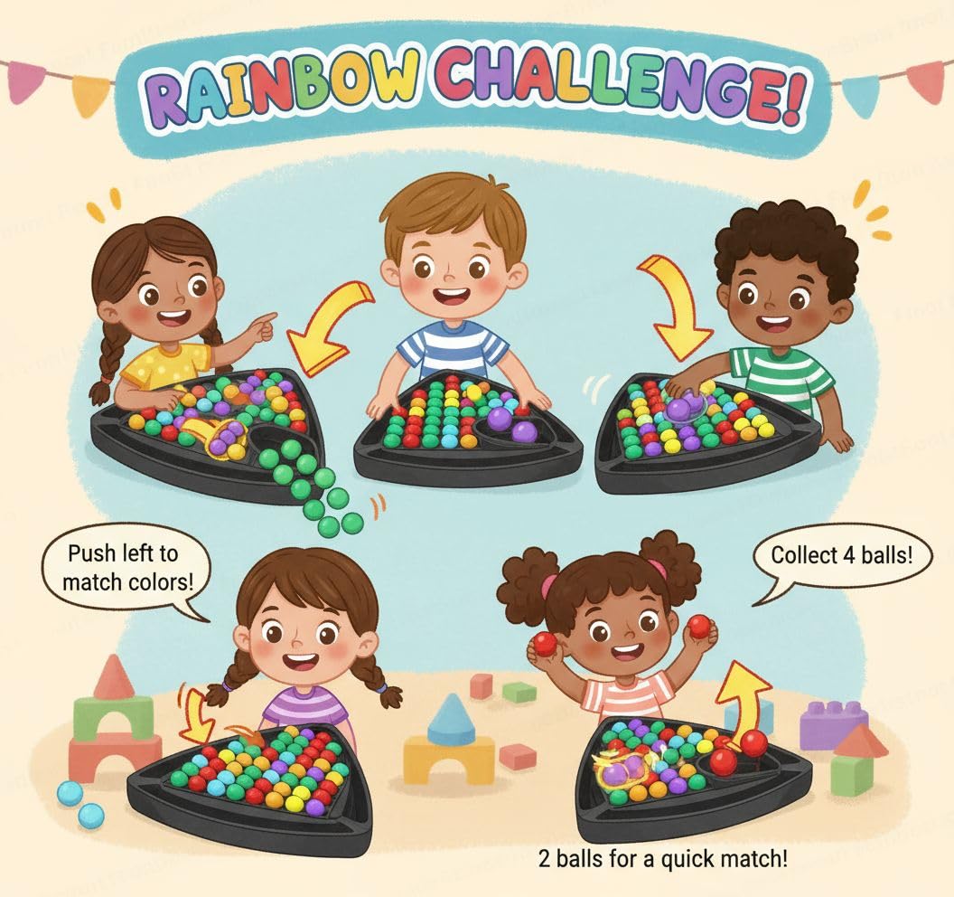 Candy Crush Rainbow Ball Chess Board Game – Puzzle Matching Game 2-4 Players-120 color balls