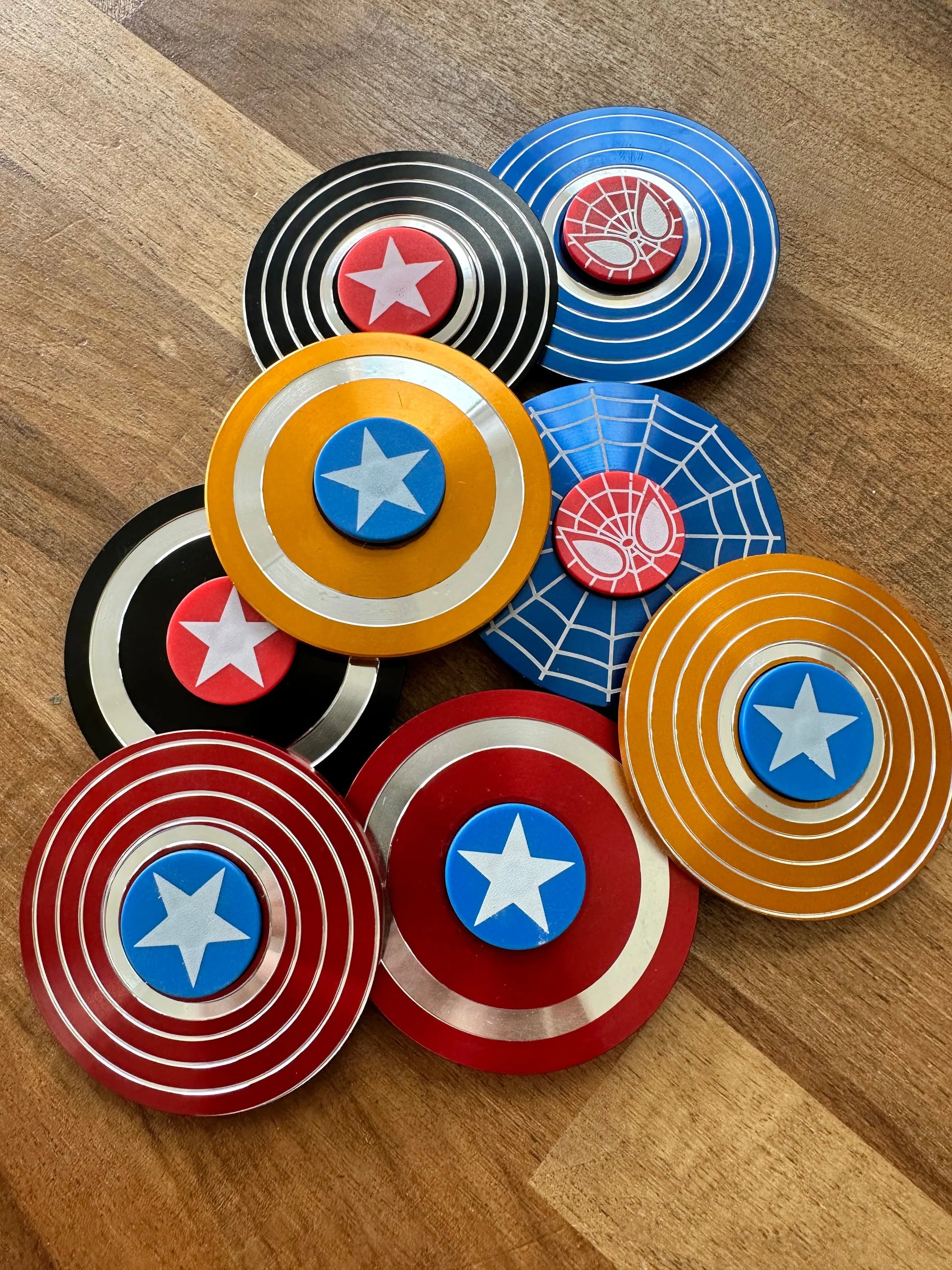 Premium Captain America Shield Metal Spinner Hand Spinner Stress Relieve Toys for Kids and Adults