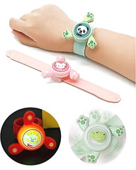 Cartoon Fidget Spinner Bracelet Wrist Band with LED Light and Silicon Strap